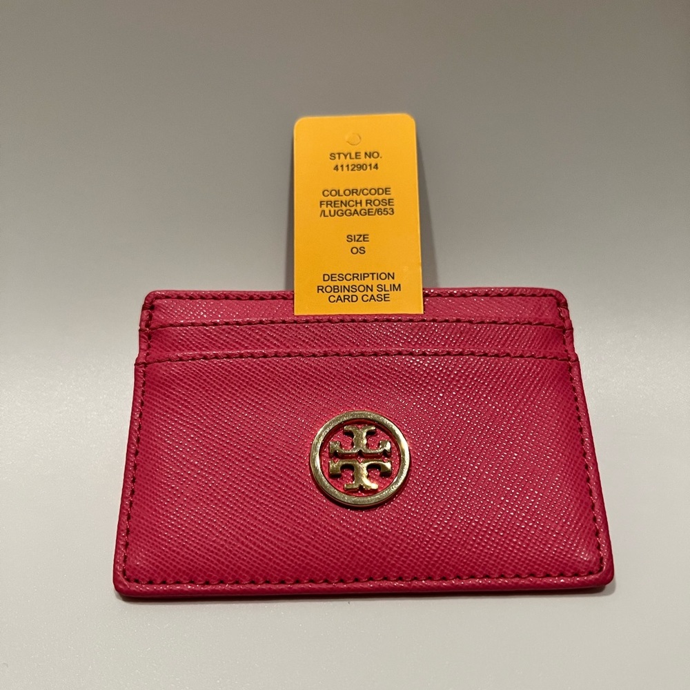 Tory Burch Robinson Slim Card Case - French Rose - BRAND NEW